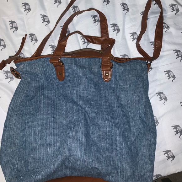 Denim patchwork saddle bag/ backpack - Picture 2 of 4